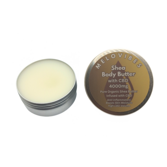 Melovibes Shea Body Butter with 4000mg CBD - 50ml Volume - High Strength Relief