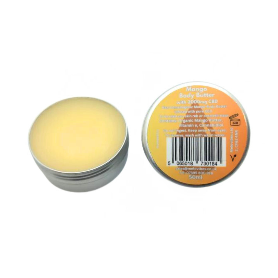 Melovibes Mango Body Butter with 2000mg CBD - 50ml Volume - Anti-inflammatory Skin Rub