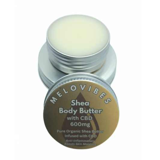 Melovibes Shea Body Butter with 600mg CBD - 15ml - Natural Skin Barrier & Protection