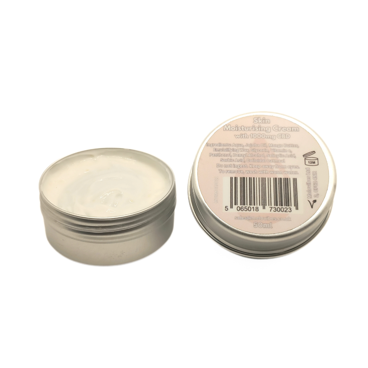 Melovibes Skin Moisturising Cream with 1000mg CBD - 50ml (Natural Scent)