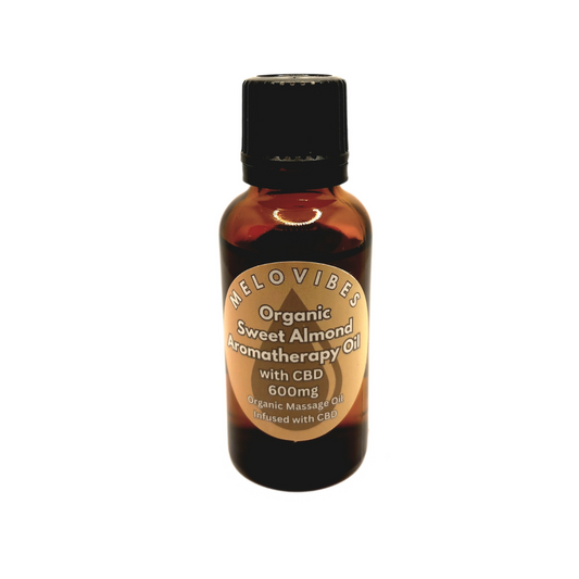 Melovibes Organic Sweet Almond Aromatherapy Oil with 600mg CBD - 30ml bottle