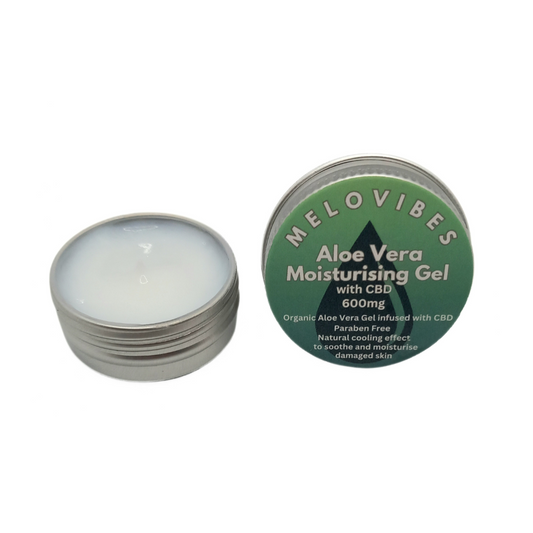 Melovibes Aloe Vera Moisturising Gel with 600mg CBD - 15ml Volume - Anti-inflammatory Skin Rub