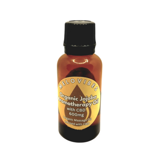 Melovibes Organic Jojoba Aromatherapy Oil with 600mg CBD - 30ml bottle - Hydrating Skin Oil