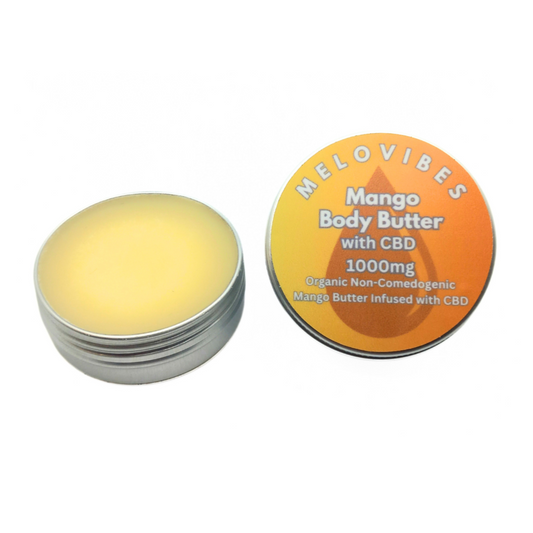 Melovibes Mango Body Butter with 1000mg CBD - 25ml Volume - Anti-inflammatory Skin Rub