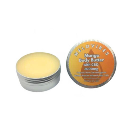 Melovibes Mango Body Butter with 2000mg CBD - 50ml Volume - Anti-inflammatory Skin Rub